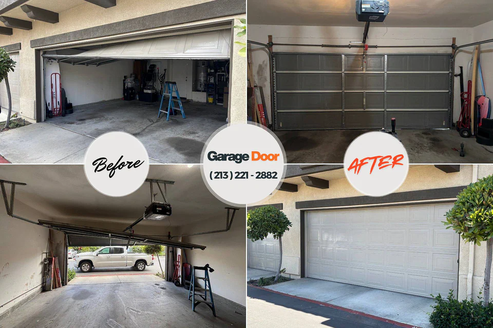 Before and after: garage door repair Marlette, MI